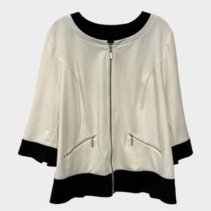 Catherines Cream and Black Shacket with Gold Zippers Size 1X